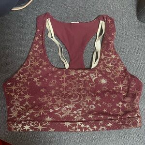 Deep Red and Gold sports bra